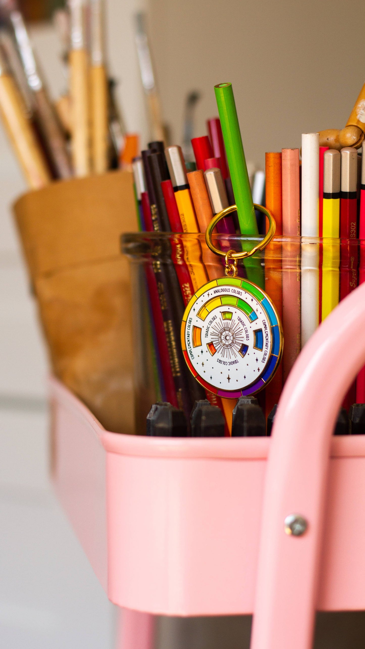 Color Wheel© Enamel Keychain WHITE/GOLD