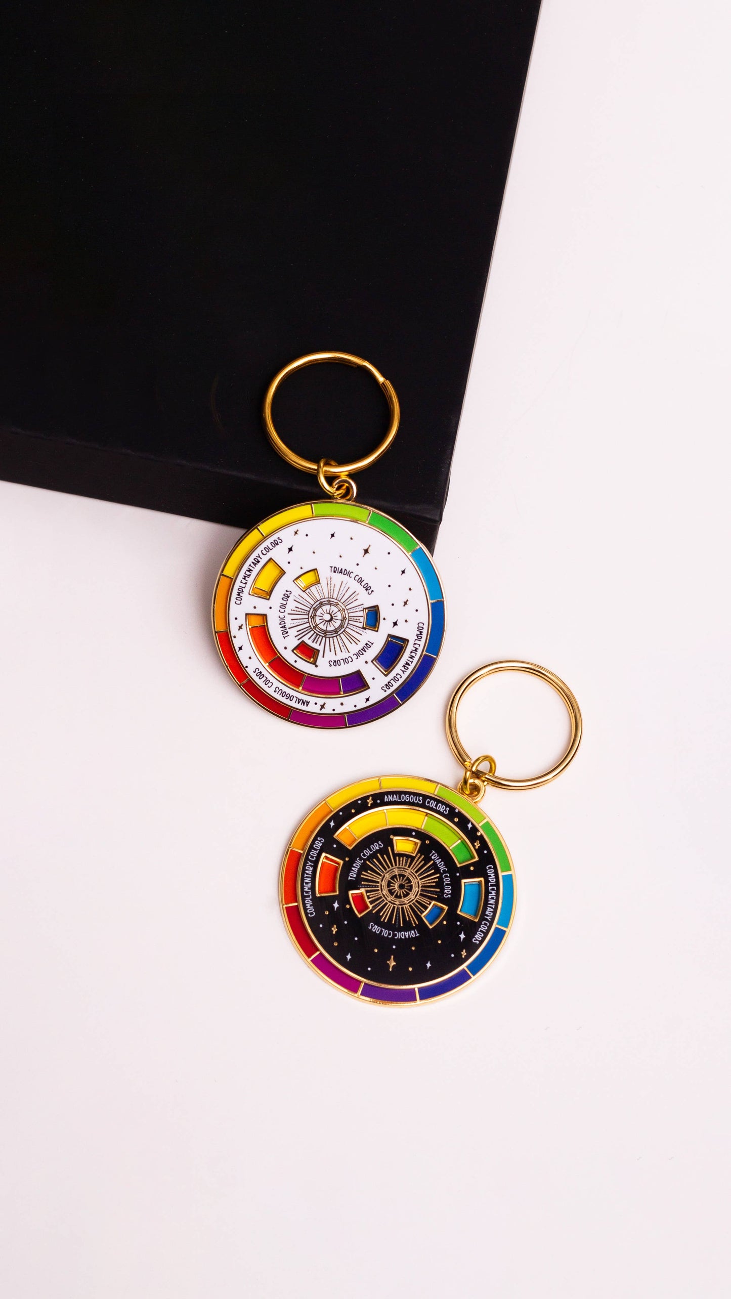 Color Wheel© Enamel Keychain WHITE/GOLD