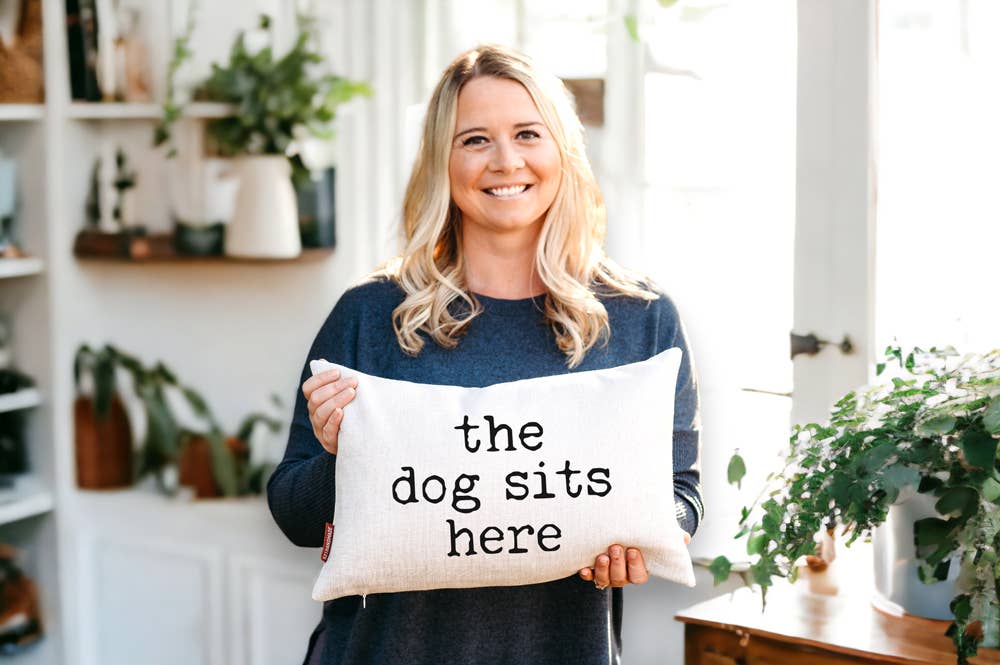 The Dog Sits Here Pillow