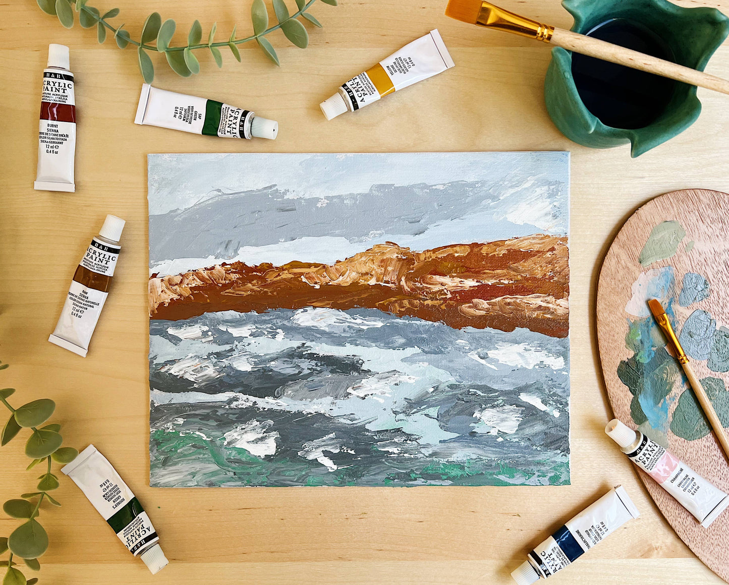 Coastal Cliffs palette knife painting kit