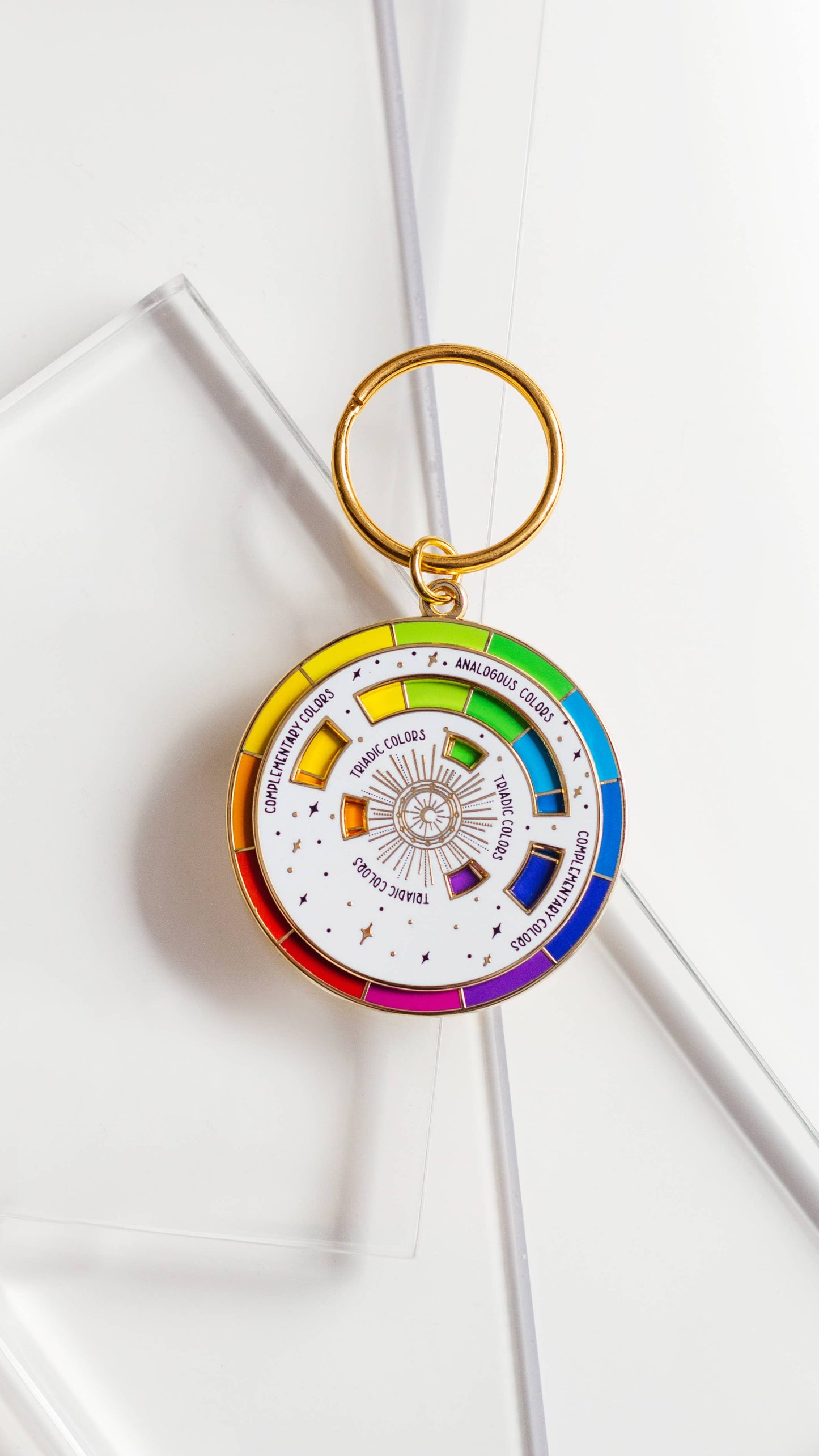 Color Wheel© Enamel Keychain WHITE/GOLD