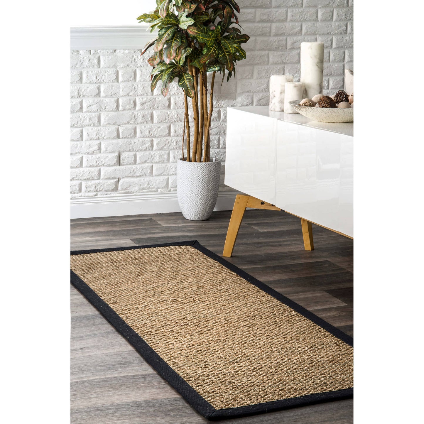 Elijah Seagrass with Border Area Rug