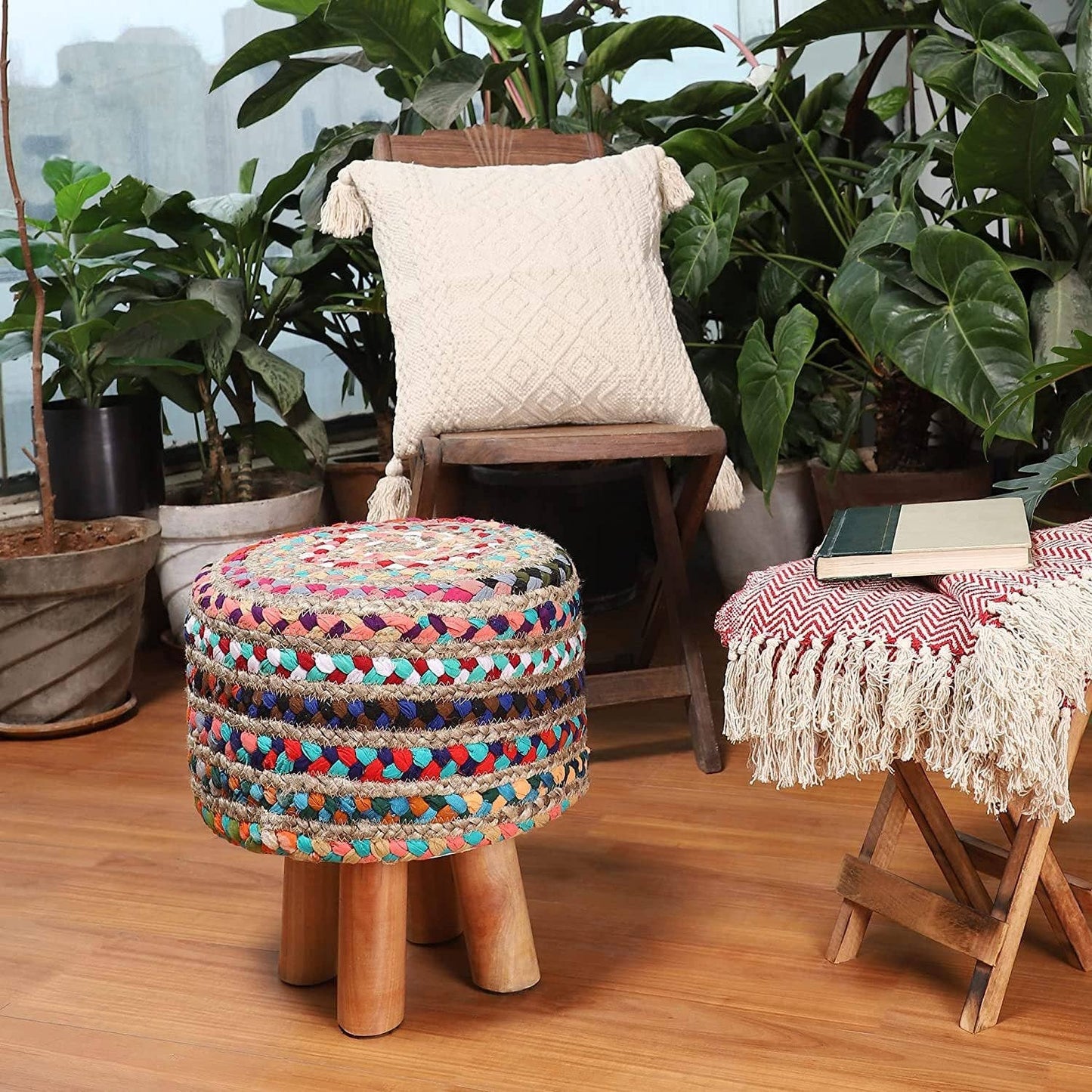 Handmade Wooden Foot Stool (16"x14"x14")