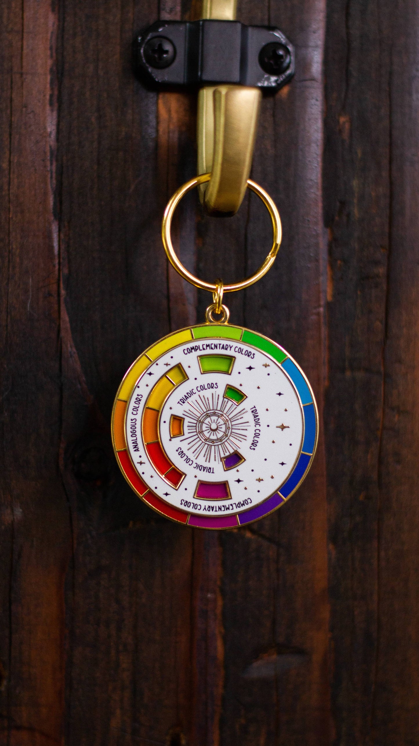 Color Wheel© Enamel Keychain WHITE/GOLD