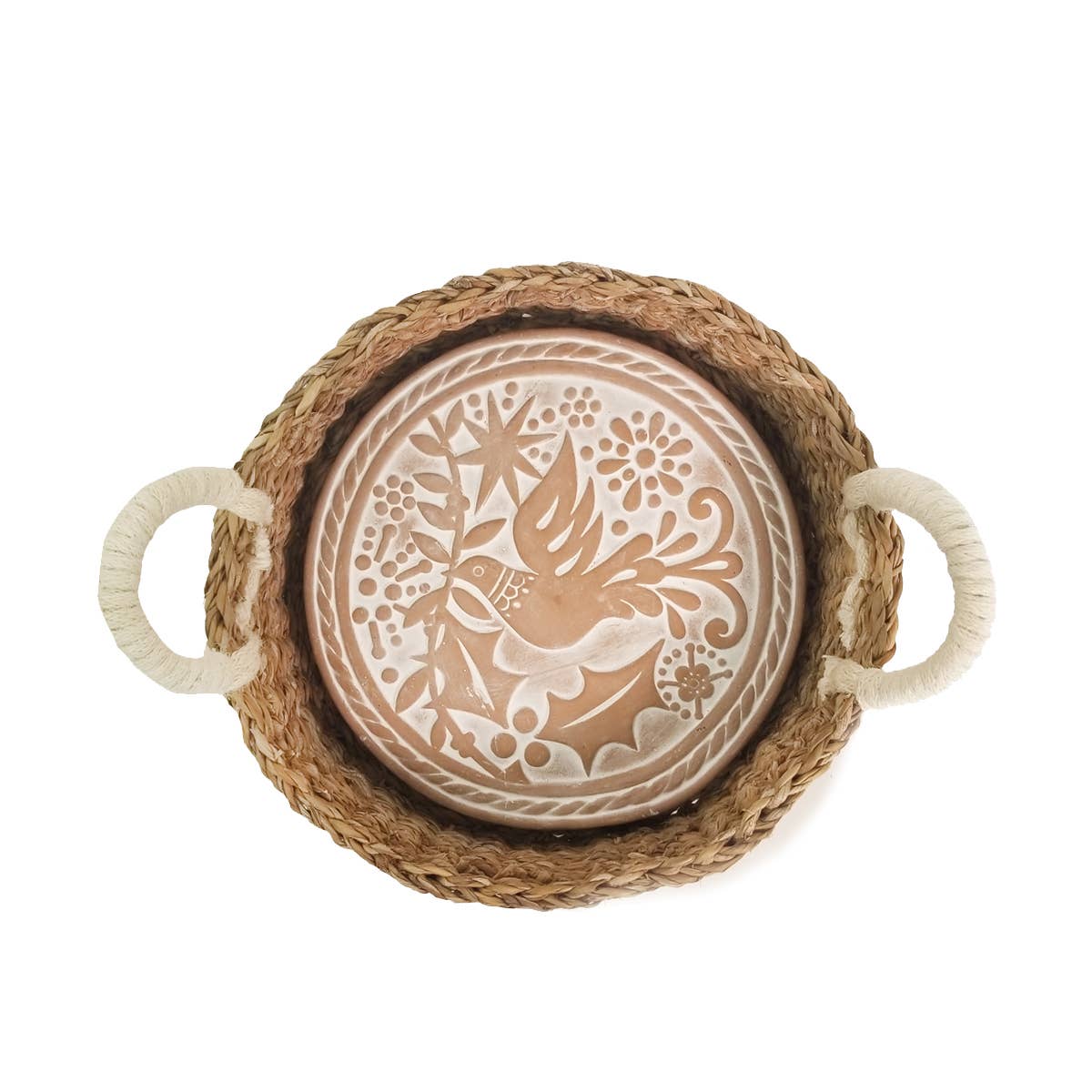 Handmade Bread Warmer & Wicker Basket - Bird Round