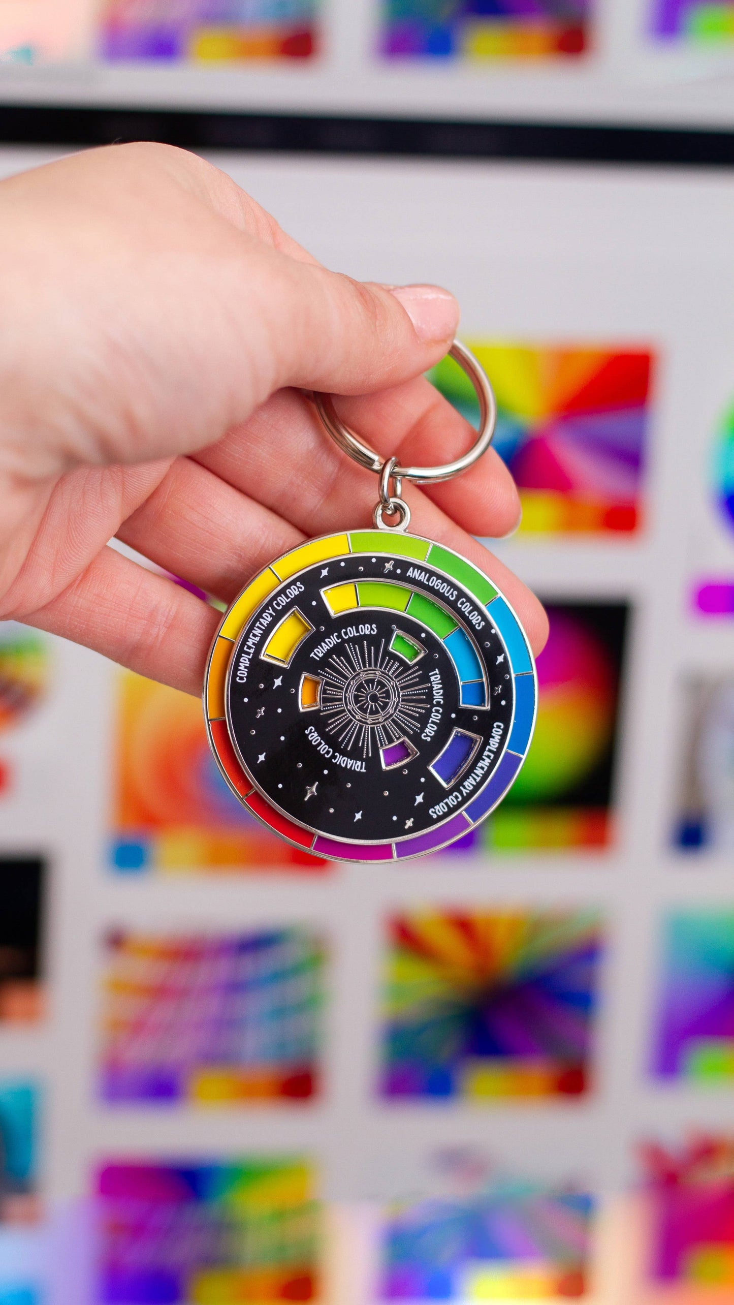 Color Wheel© Enamel Keychain BLACK/SILVER