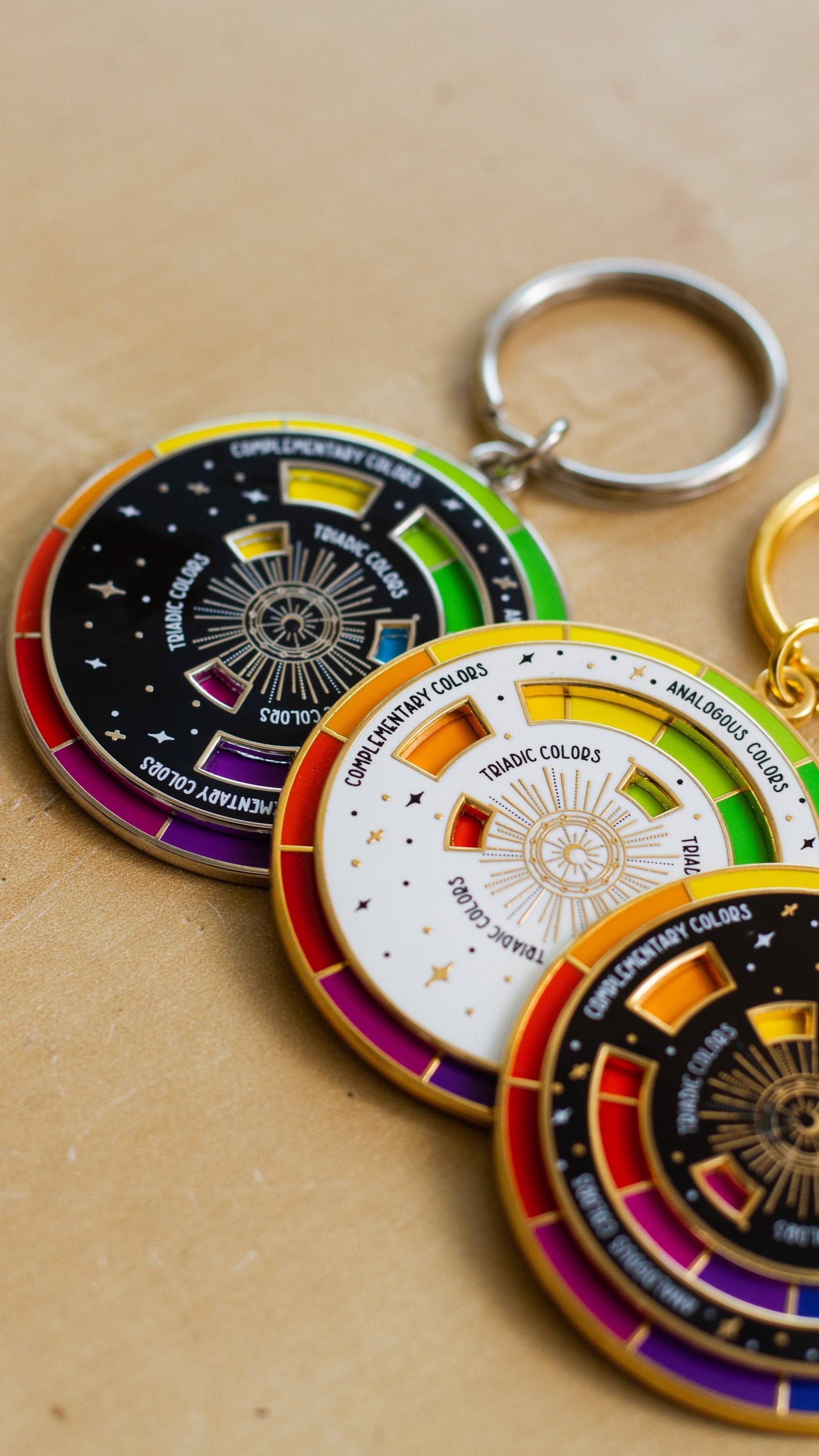 Color Wheel© Enamel Keychain WHITE/GOLD