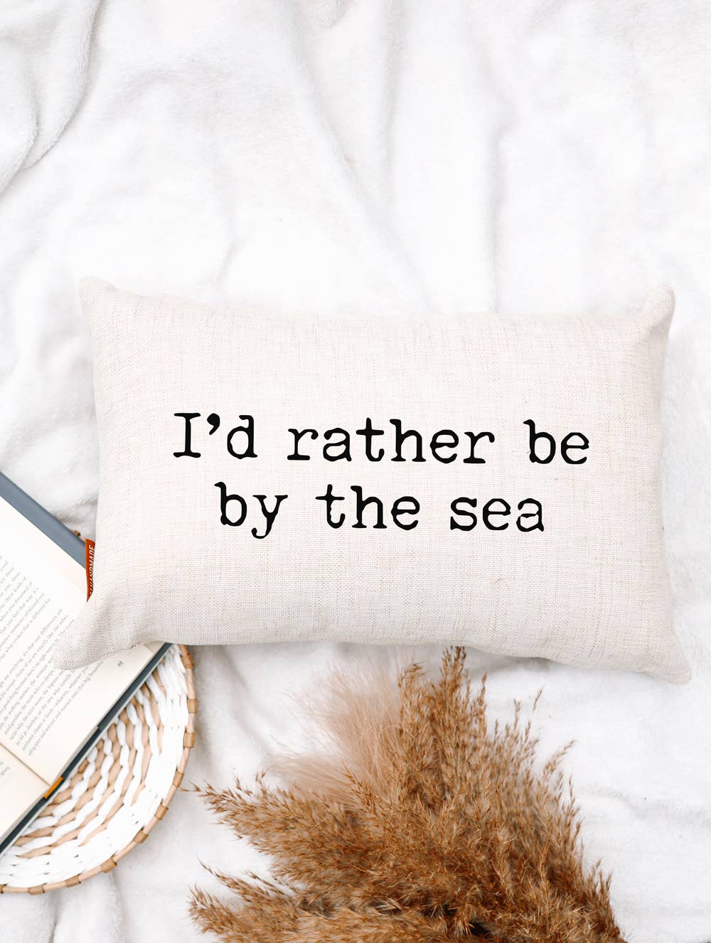 I'd Rather Be By The Sea Lumbar Beach Pillow