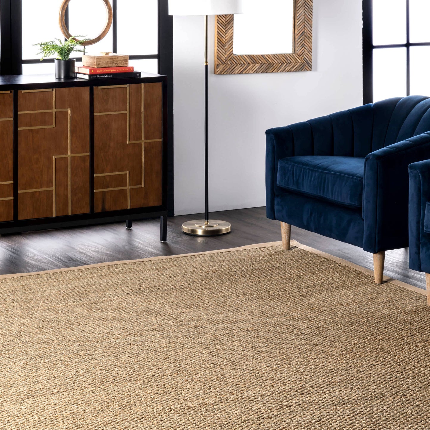 Elijah Seagrass with Border Area Rug