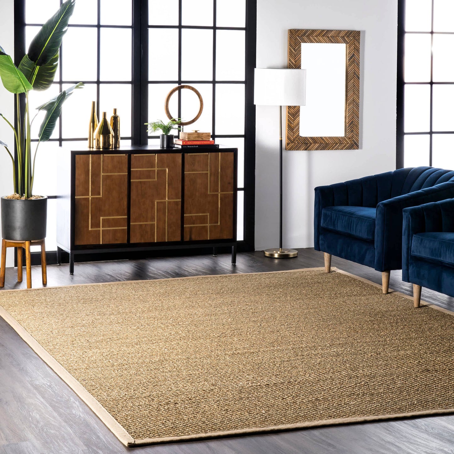 Elijah Seagrass with Border Area Rug