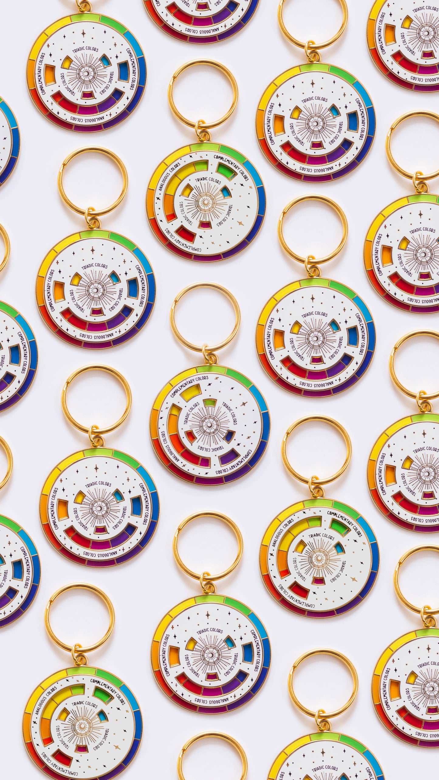 Color Wheel© Enamel Keychain WHITE/GOLD