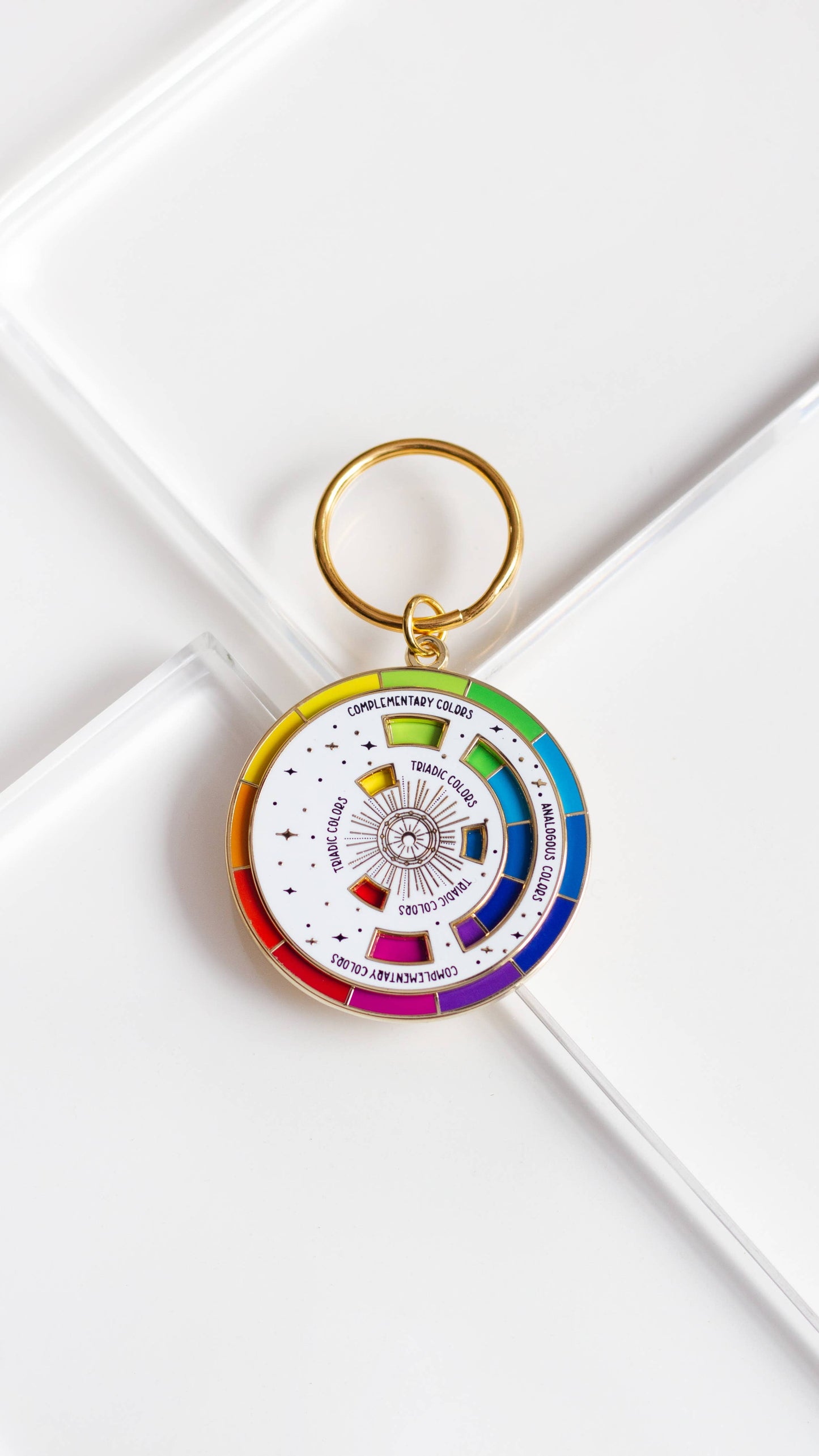 Color Wheel© Enamel Keychain WHITE/GOLD