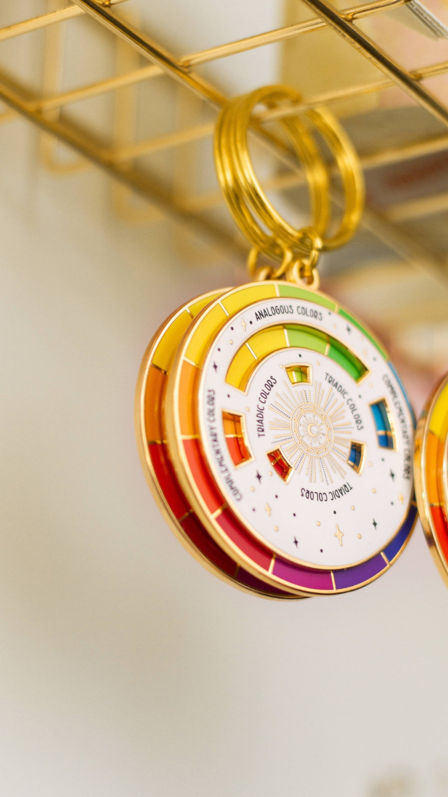 Color Wheel© Enamel Keychain WHITE/GOLD