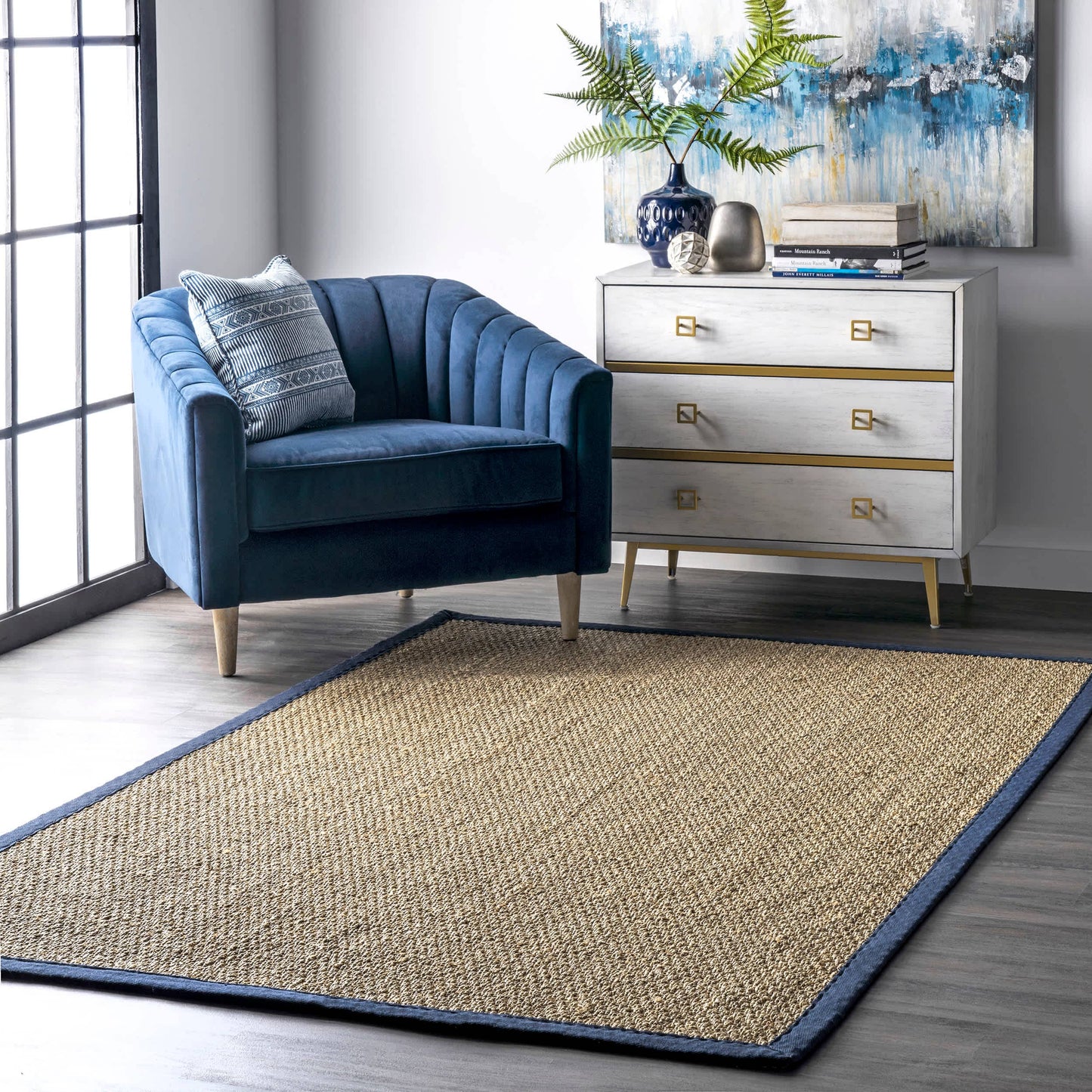 Elijah Seagrass with Border Area Rug