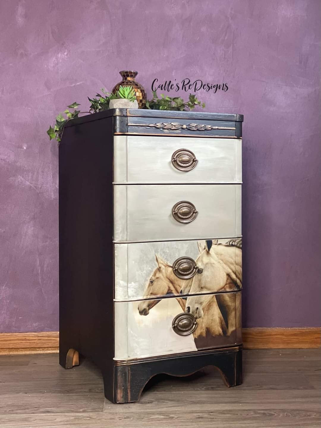 Sepia Horses REVERSED Decoupage