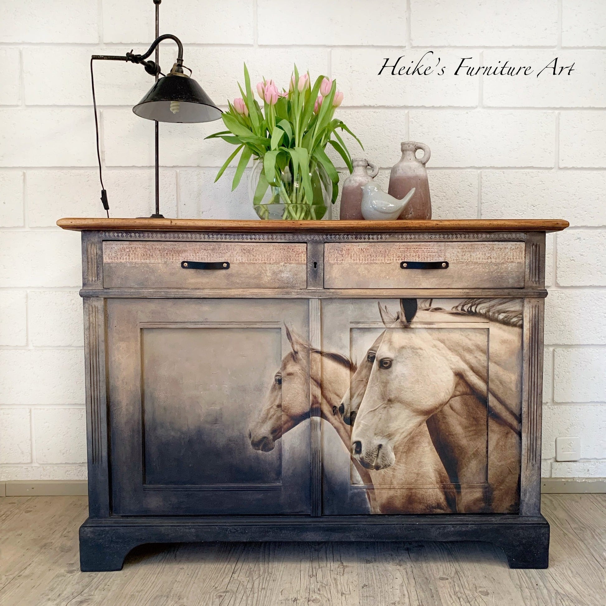 Sepia Horses REVERSED Decoupage