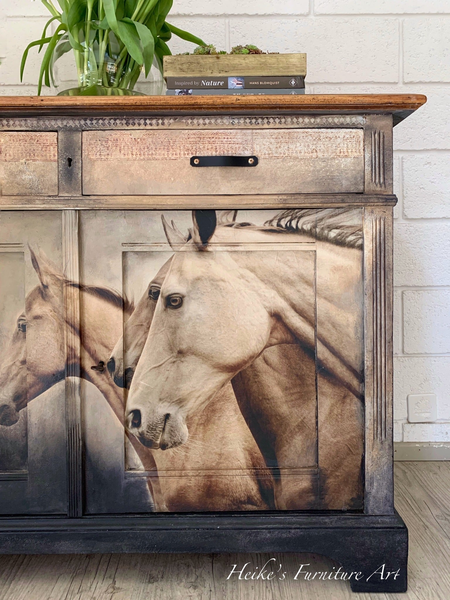 Sepia Horses REVERSED Decoupage