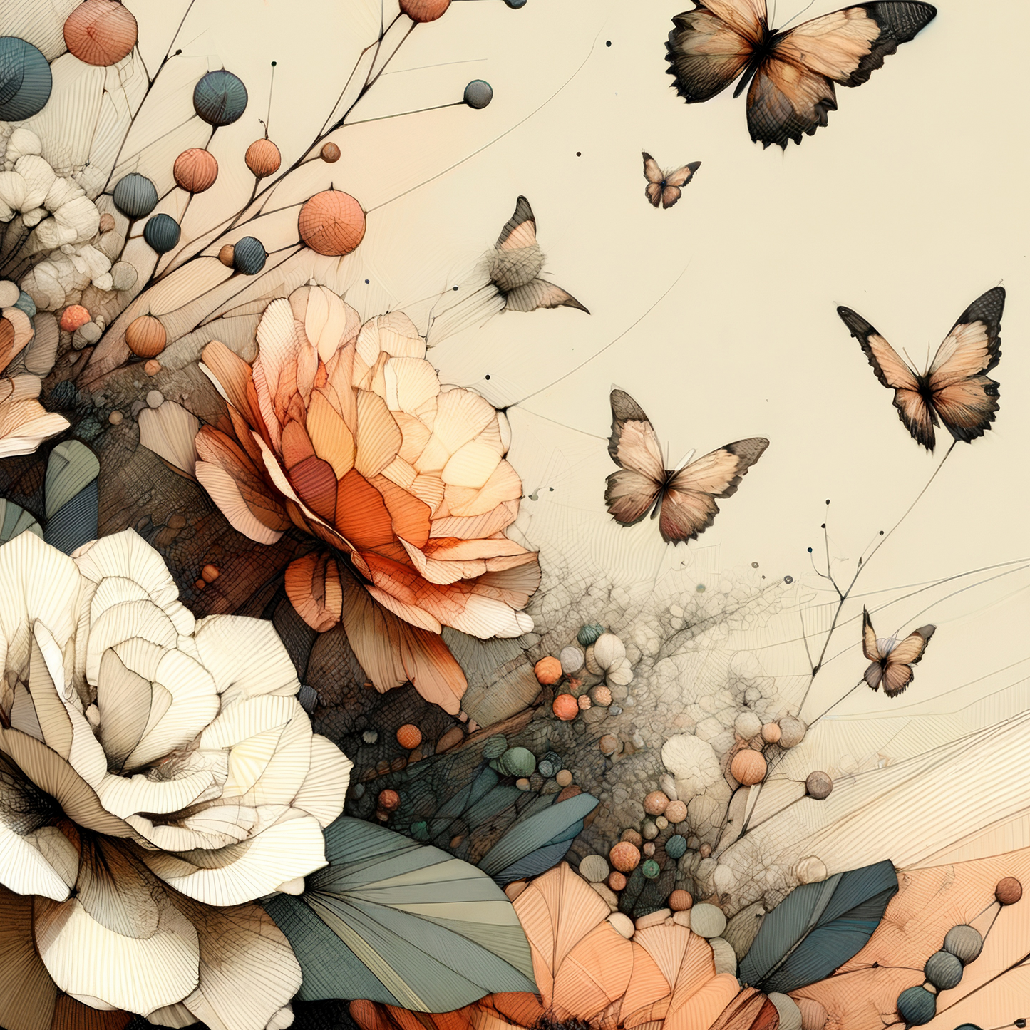 Peach Oasis - Mint Decoupage Paper