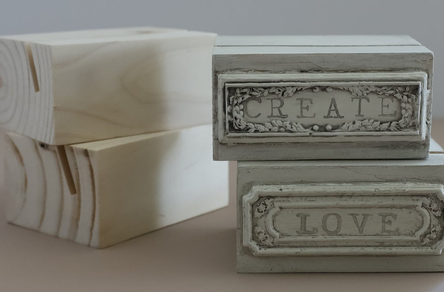 Iron Orchid Design Wood Block Stands Pack of 2
