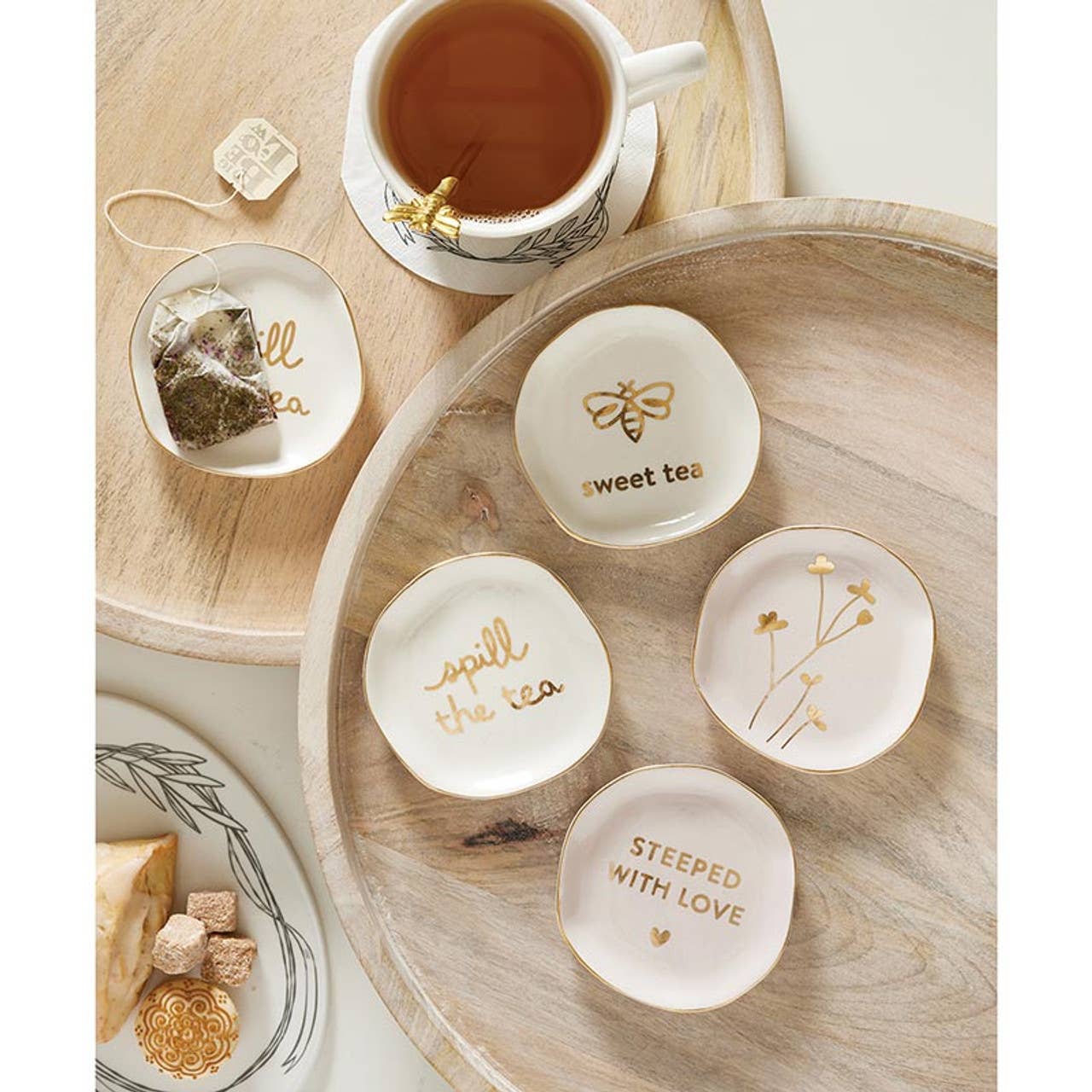 Ceramic Tea Bag Holders - Floral