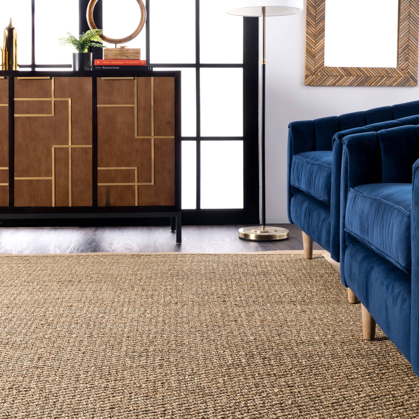 Elijah Seagrass with Border Area Rug