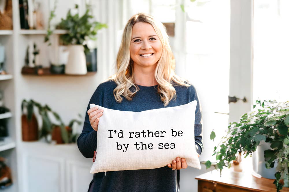 I'd Rather Be By The Sea Lumbar Beach Pillow