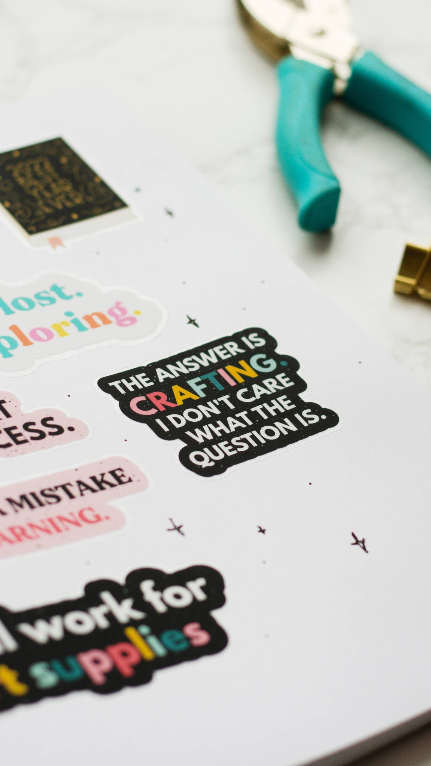 The Answer is Crafting Matte Sticker, Crafting, Artist Gift