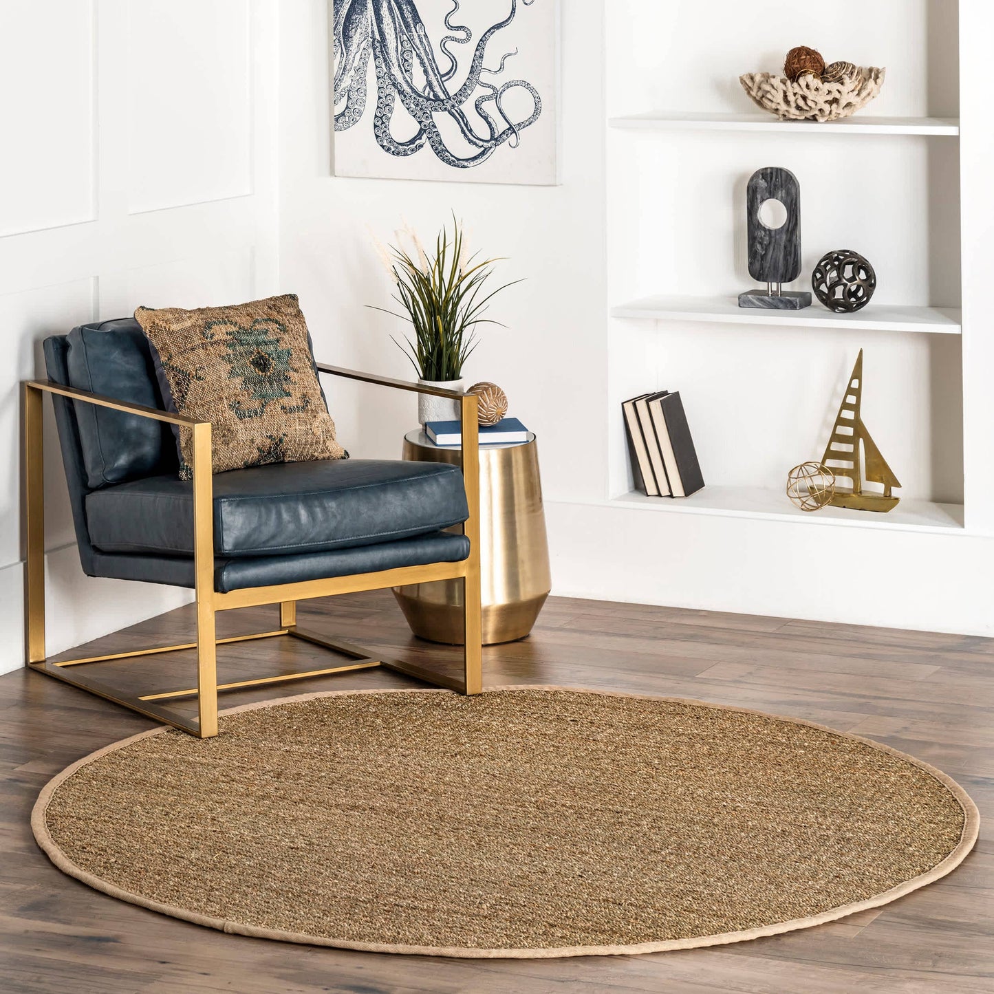 Elijah Seagrass with Border Area Rug
