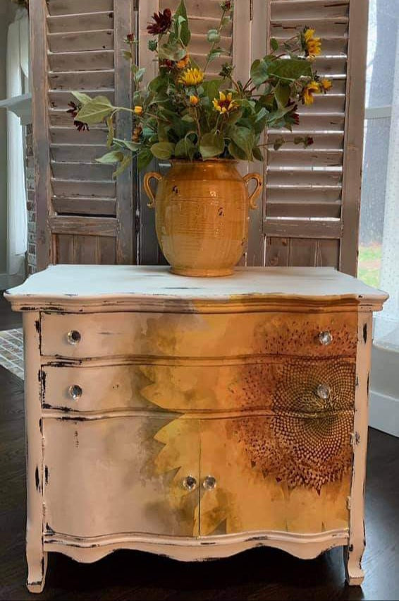 Sunflower Mint Decoupage Paper