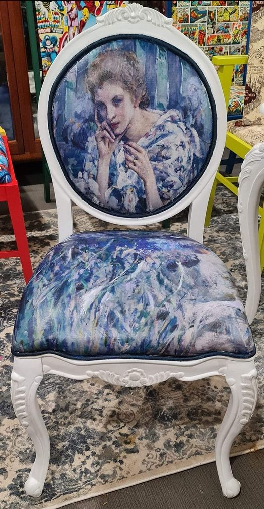 Woman With Irises Mint Decoupage Paper