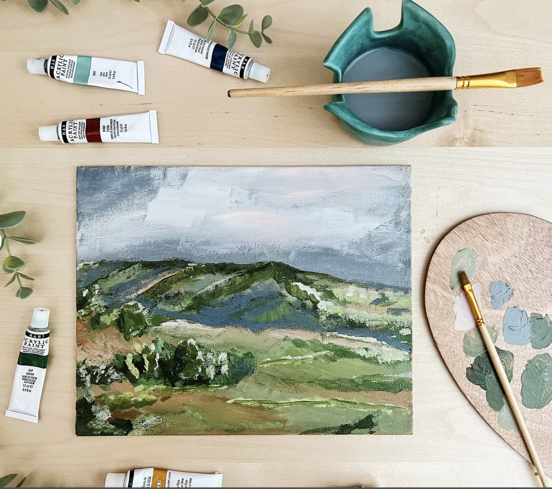 Gouache Landscape Painting Step by Step Tutorial