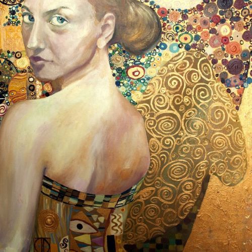 Beautiful Woman in Gold Mint Decoupage Paper