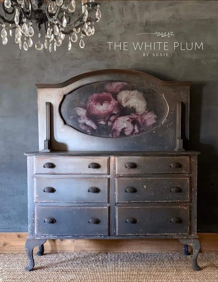 Moody Florals Mint Decoupage Paper