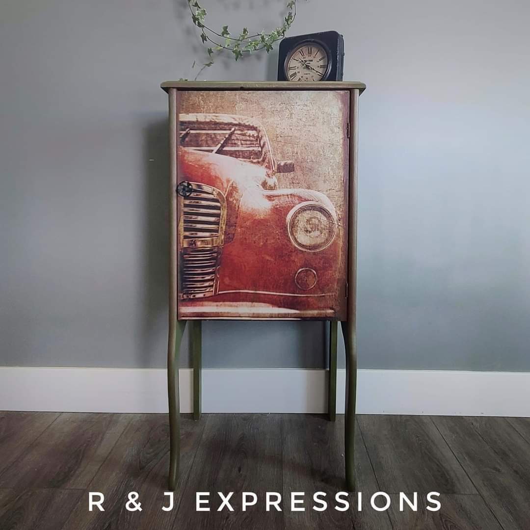 Vintage Car Mint Decoupage Paper