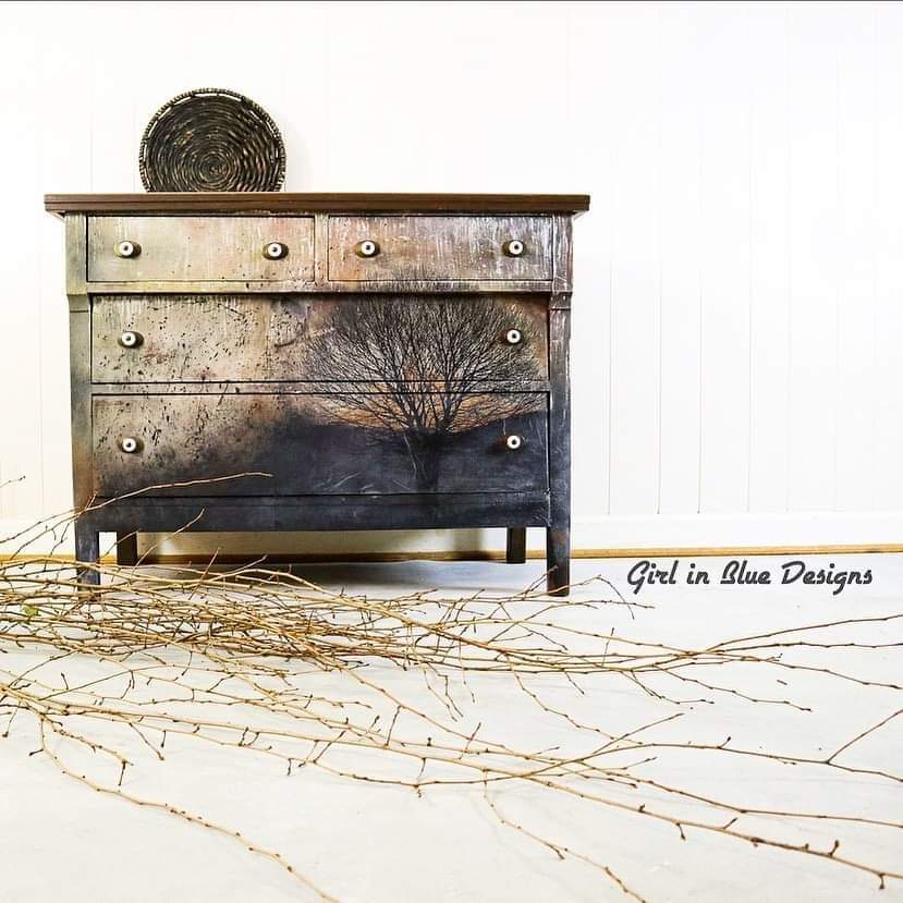 Sepia Tree Mint Decoupage Paper