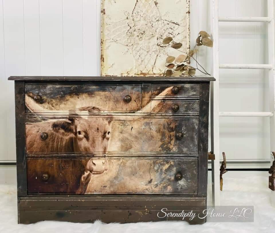 Texas Longhorn Mint Decoupage Paper