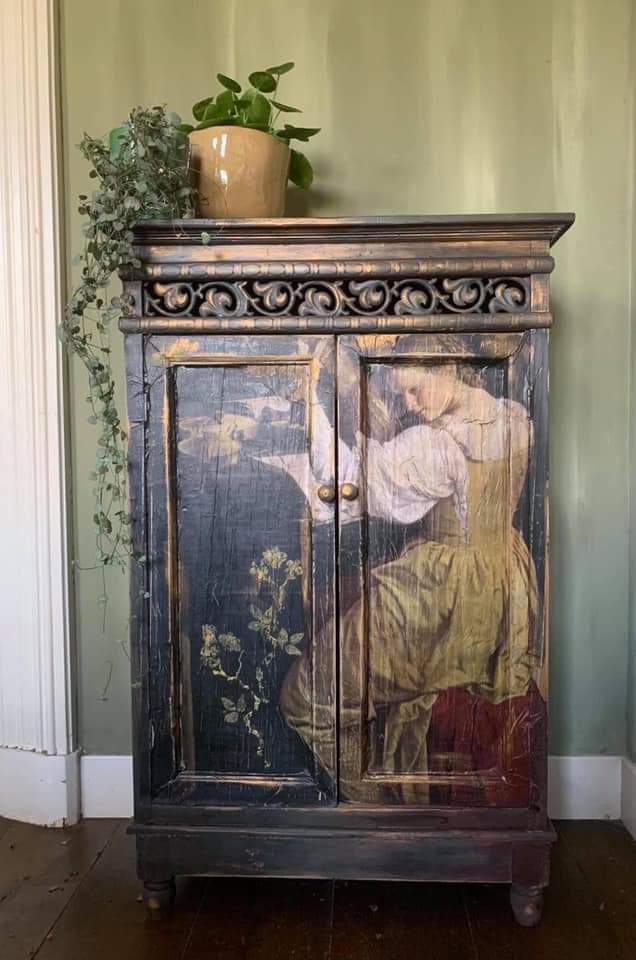 Girl With A Lute Mint Decoupage Paper