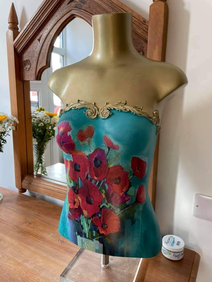 Poppies Mint Decoupage Paper