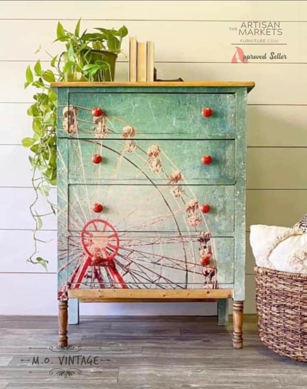 Ferris Wheel Mint Decoupage Paper