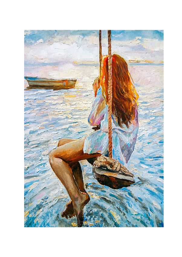 Girl On A Swing Mint Decoupage Paper