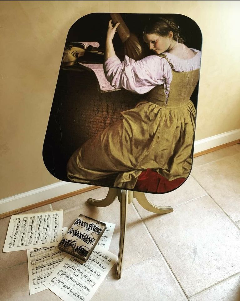 Girl With A Lute Mint Decoupage Paper