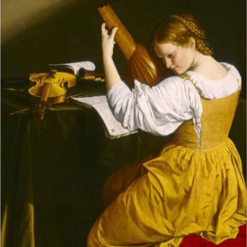 Girl With A Lute Mint Decoupage Paper
