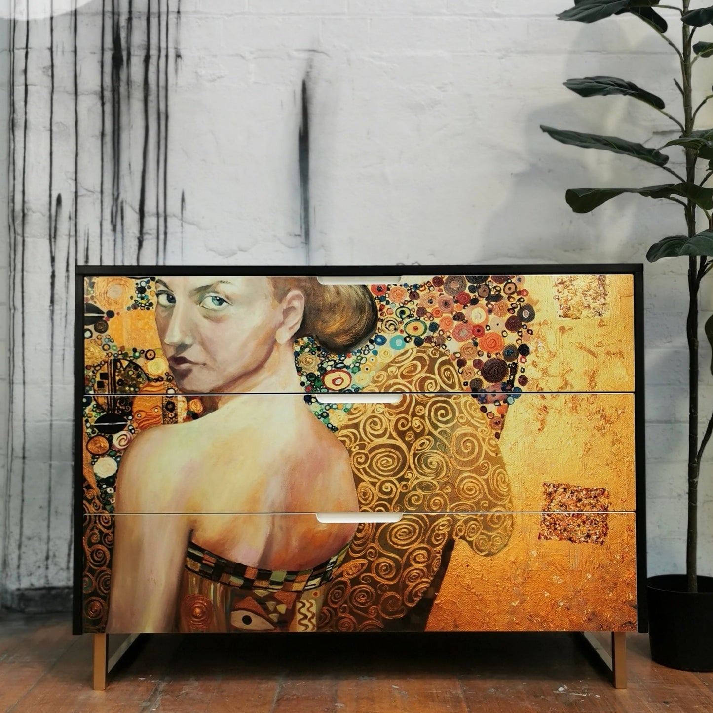 Beautiful Woman in Gold Mint Decoupage Paper