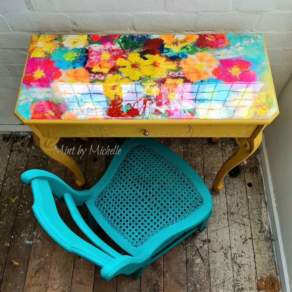 Karen's Technicolour Bouquet  Mint decoupage paper