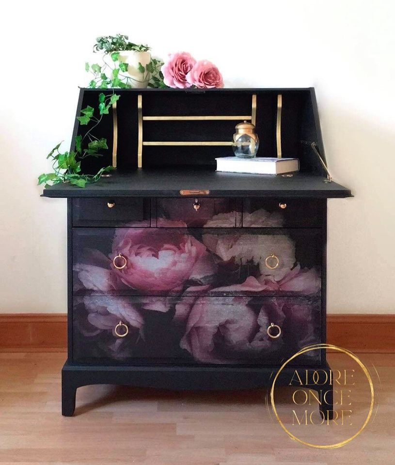 Moody Florals Mint Decoupage Paper