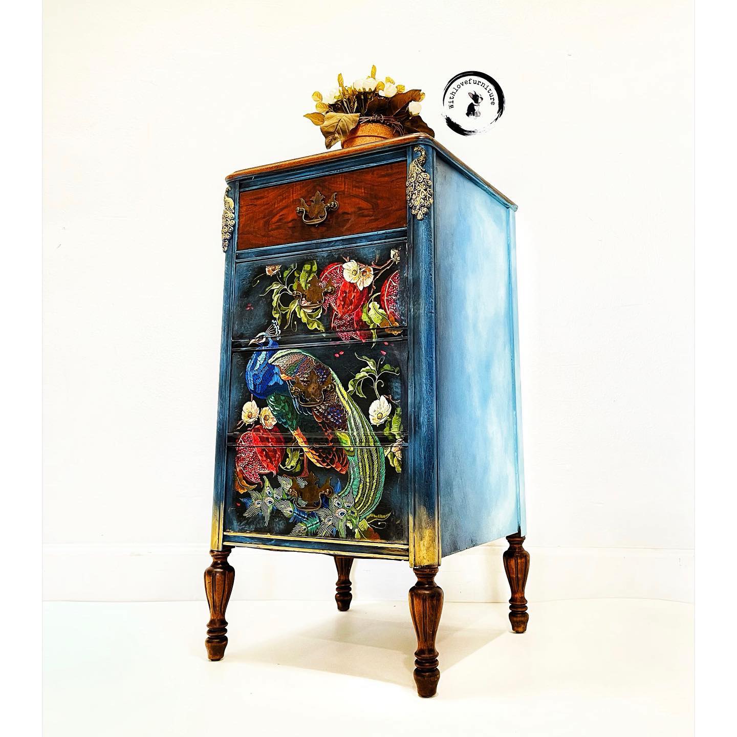 Peacock Mint Decoupage Paper