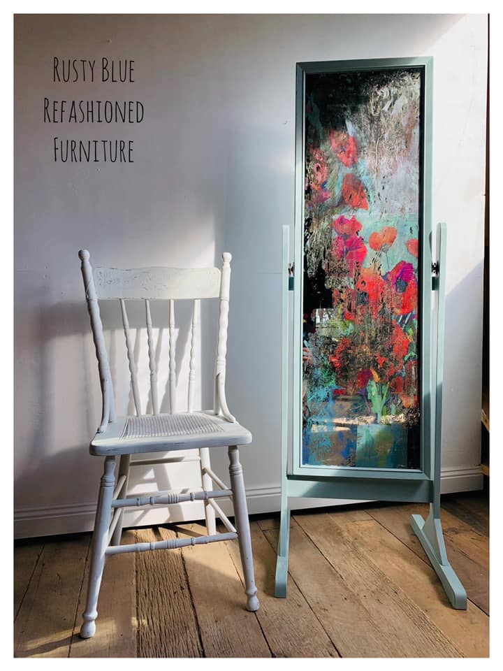 Poppies Mint Decoupage Paper