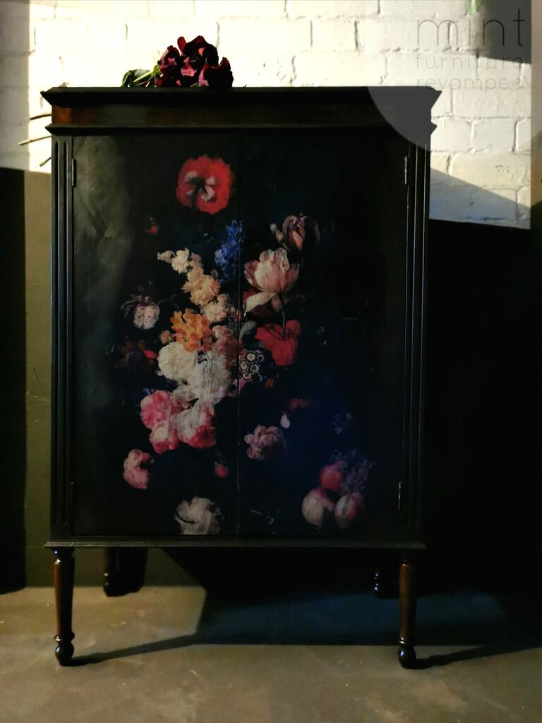 Renaissance Flowers Mint Decoupage Paper