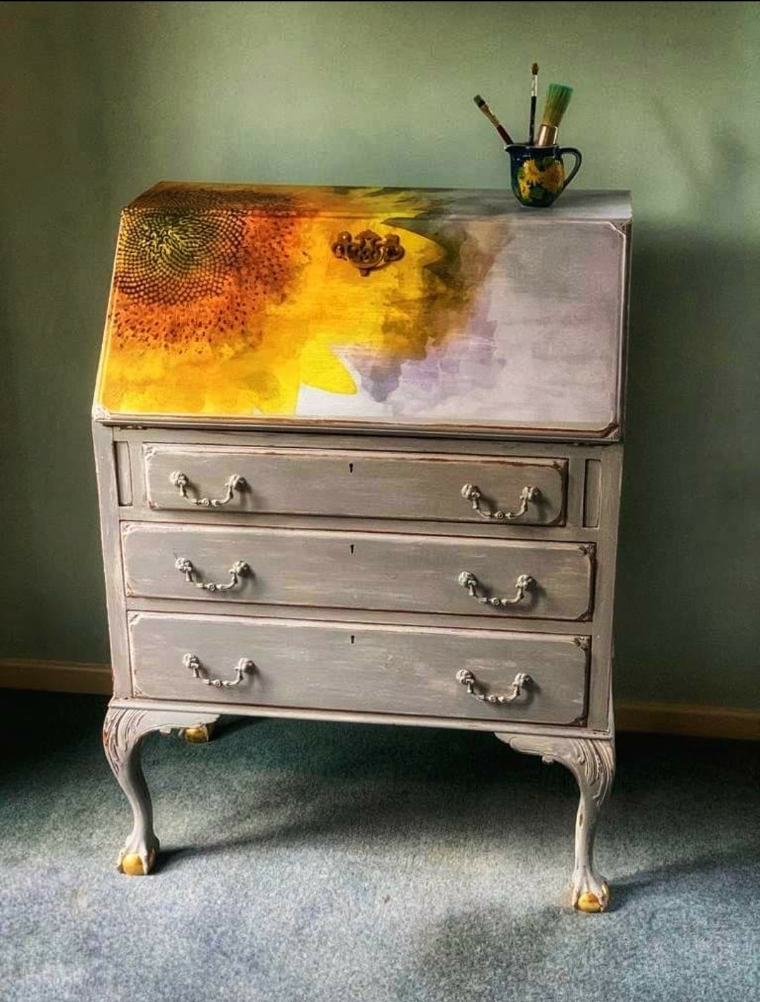 Sunflower Mint Decoupage Paper