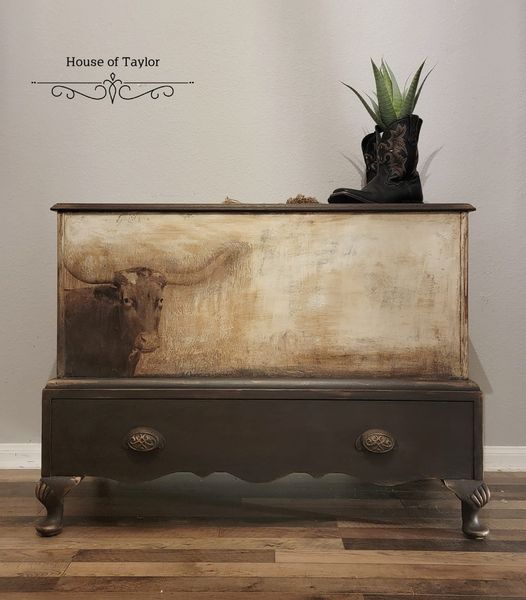 Texas Longhorn Mint Decoupage Paper